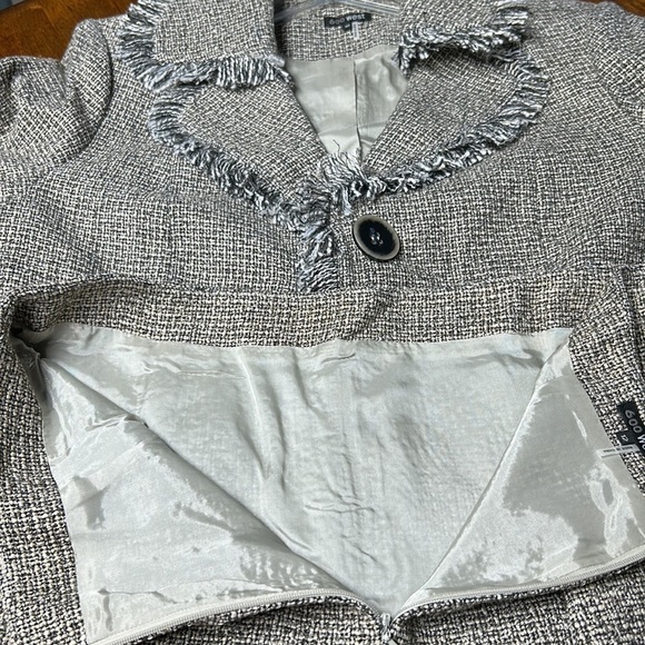 600 West 2 pc suit shimmer tweed with fringe blazer and skirt 3 sizes classic - Picture 9 of 17